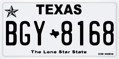 TX license plate BGY8168
