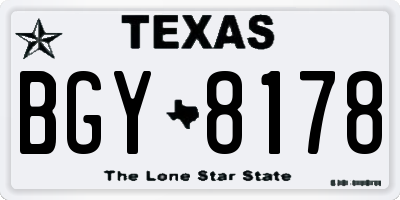 TX license plate BGY8178