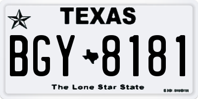 TX license plate BGY8181