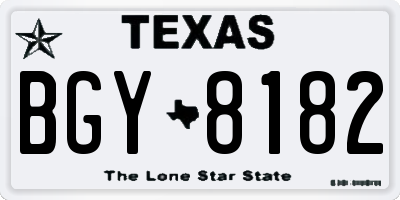 TX license plate BGY8182