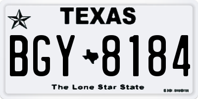 TX license plate BGY8184
