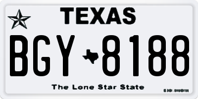 TX license plate BGY8188