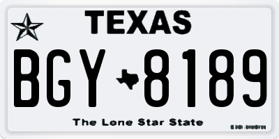TX license plate BGY8189