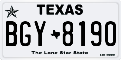 TX license plate BGY8190
