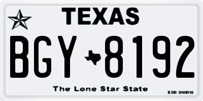 TX license plate BGY8192