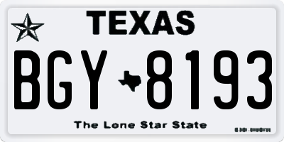 TX license plate BGY8193