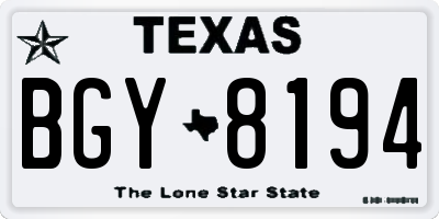 TX license plate BGY8194