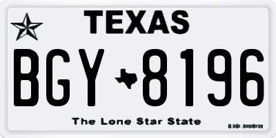 TX license plate BGY8196