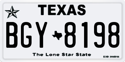 TX license plate BGY8198