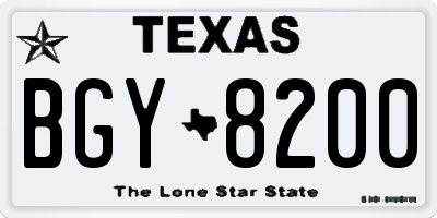 TX license plate BGY8200