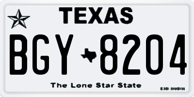 TX license plate BGY8204