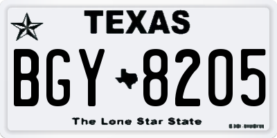 TX license plate BGY8205