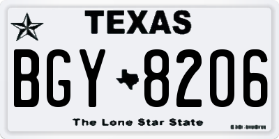 TX license plate BGY8206
