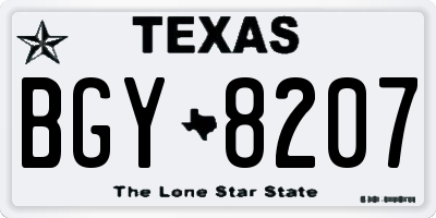 TX license plate BGY8207