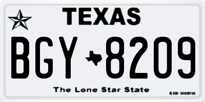 TX license plate BGY8209