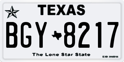 TX license plate BGY8217