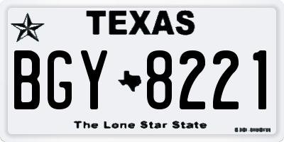 TX license plate BGY8221