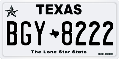 TX license plate BGY8222