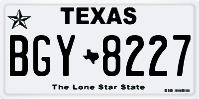 TX license plate BGY8227