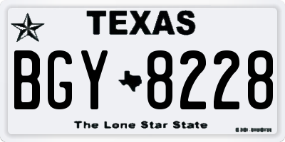 TX license plate BGY8228