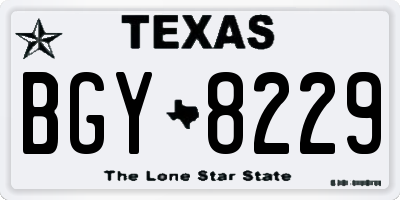 TX license plate BGY8229