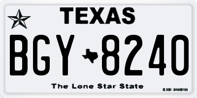 TX license plate BGY8240