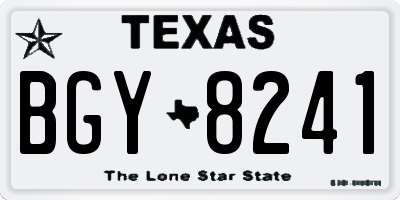 TX license plate BGY8241