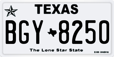 TX license plate BGY8250