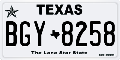 TX license plate BGY8258