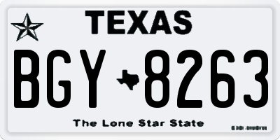TX license plate BGY8263