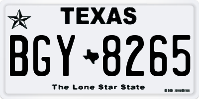 TX license plate BGY8265