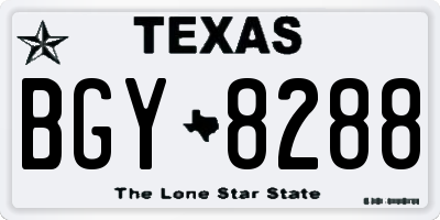 TX license plate BGY8288