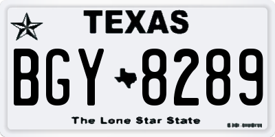 TX license plate BGY8289