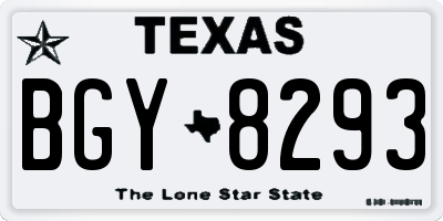 TX license plate BGY8293
