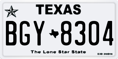 TX license plate BGY8304