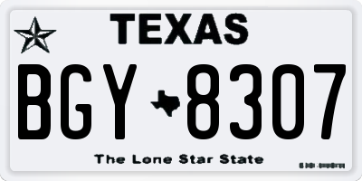 TX license plate BGY8307