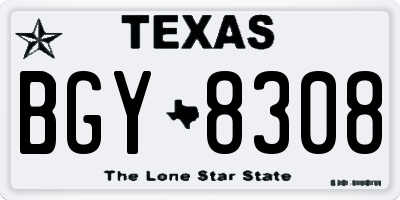 TX license plate BGY8308