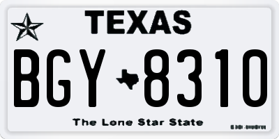 TX license plate BGY8310