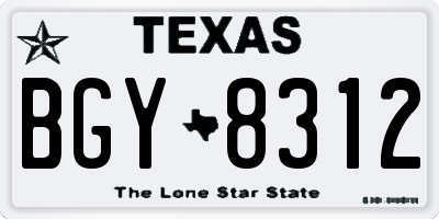 TX license plate BGY8312