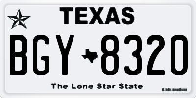 TX license plate BGY8320
