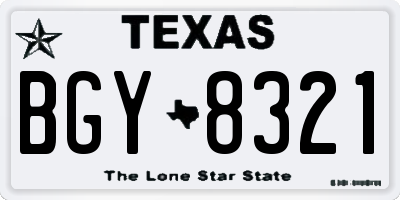 TX license plate BGY8321