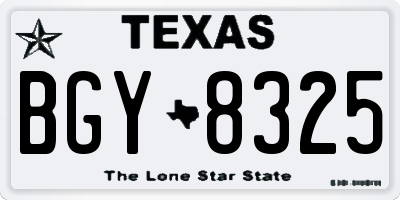 TX license plate BGY8325