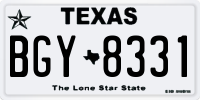 TX license plate BGY8331