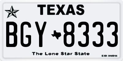 TX license plate BGY8333