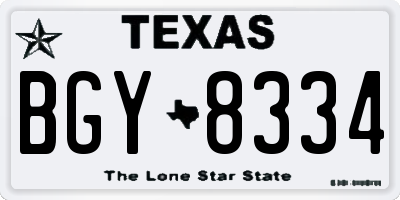 TX license plate BGY8334