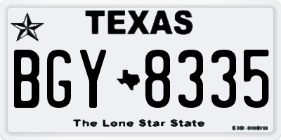 TX license plate BGY8335