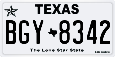 TX license plate BGY8342