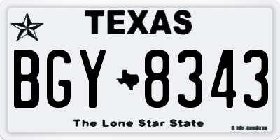 TX license plate BGY8343