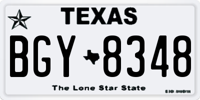 TX license plate BGY8348