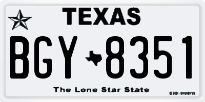TX license plate BGY8351